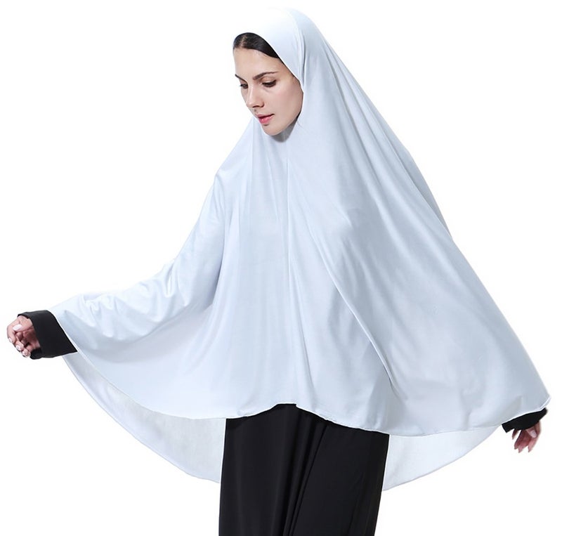 Ababalaya حجاب نسائي أنيق ومحتشم إسلامي رمضاني من قماش الجيرسي الناعم والخفيف، أبيض، م - Image 3